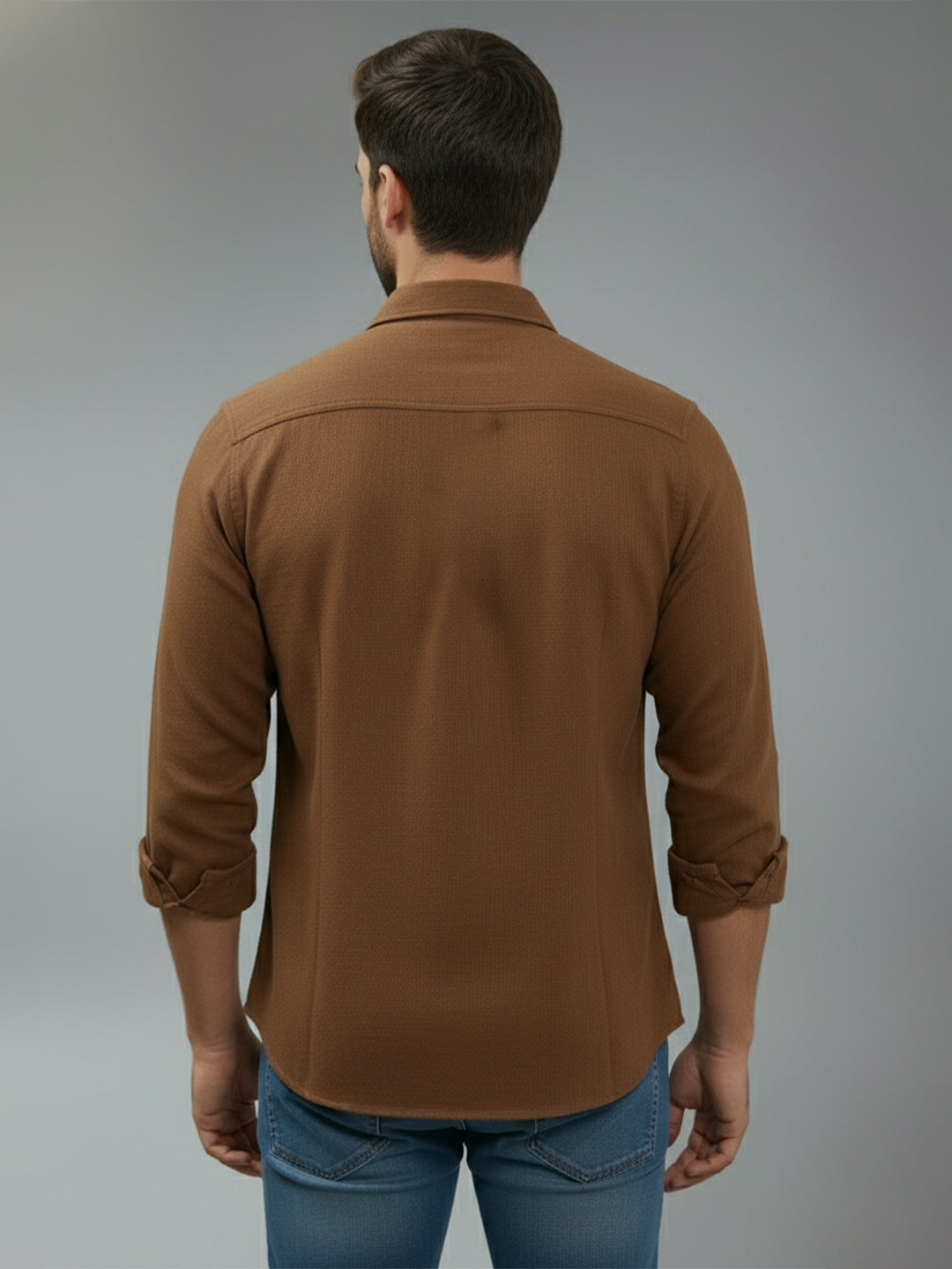 TerraDesi Alabaster Peak Solid Cotton Blend Formal Shirt