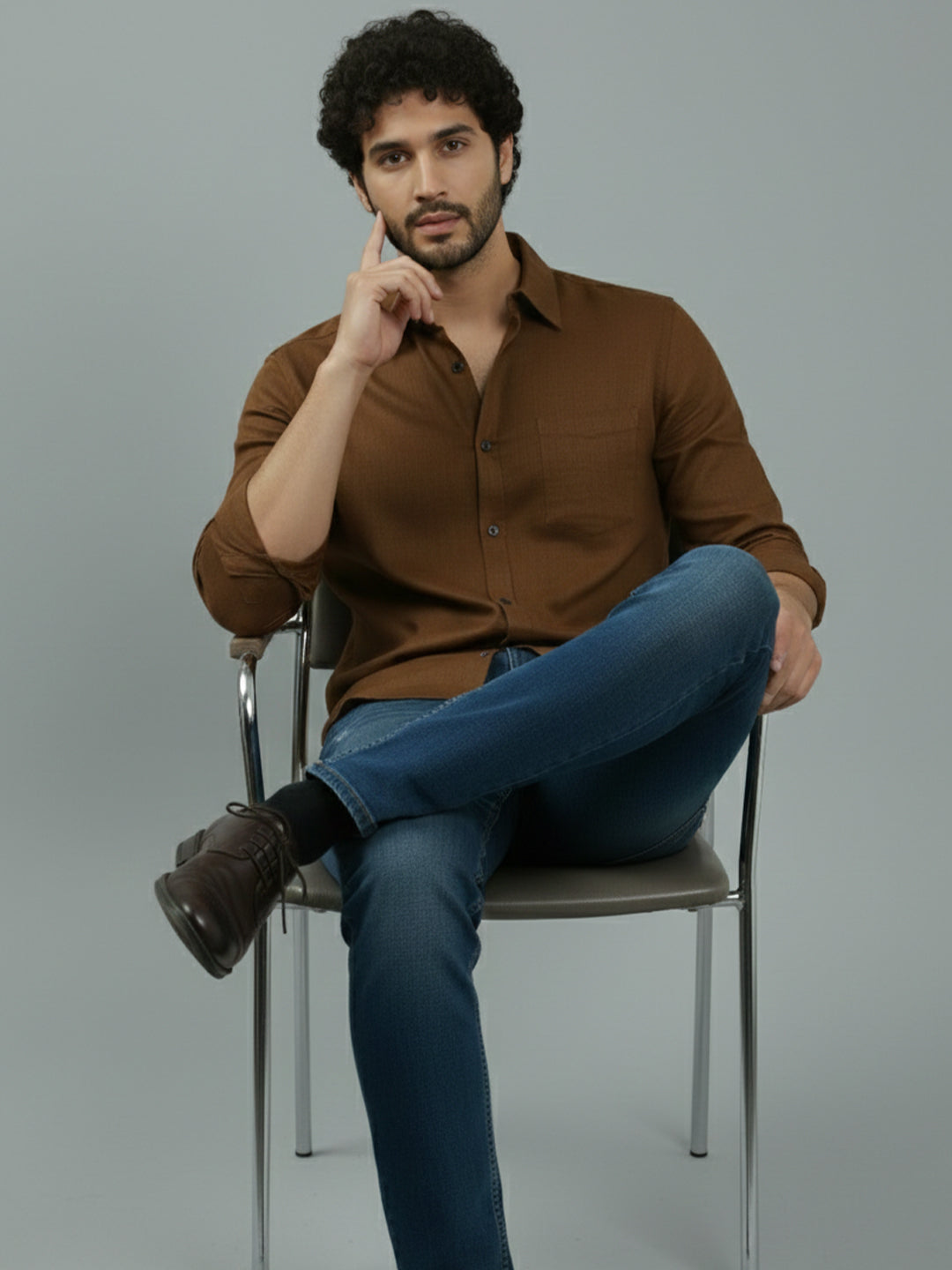 TerraDesi Ruby Regal Solid Cotton Blend Formal Shirt