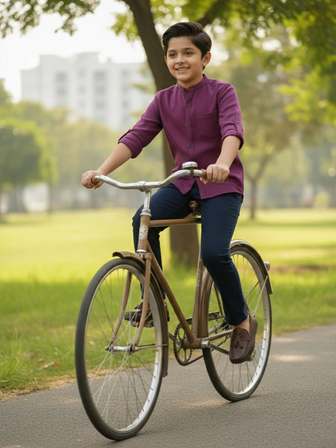 TerraDesi Junior Alabaster Grace Solid Mandarin Shirt