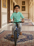 TerraDesi Junior Alabaster Grace Solid Mandarin Shirt