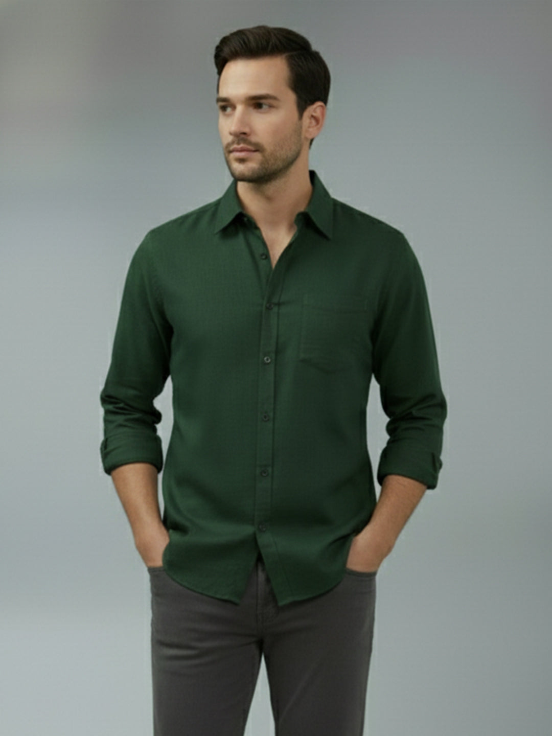 TerraDesi Saffron Ember Solid Cotton Formal Shirt