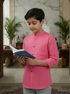 TerraDesi Junior Alabaster Grace Solid Mandarin Shirt