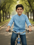 TerraDesi Junior Alabaster Grace Solid Mandarin Shirt