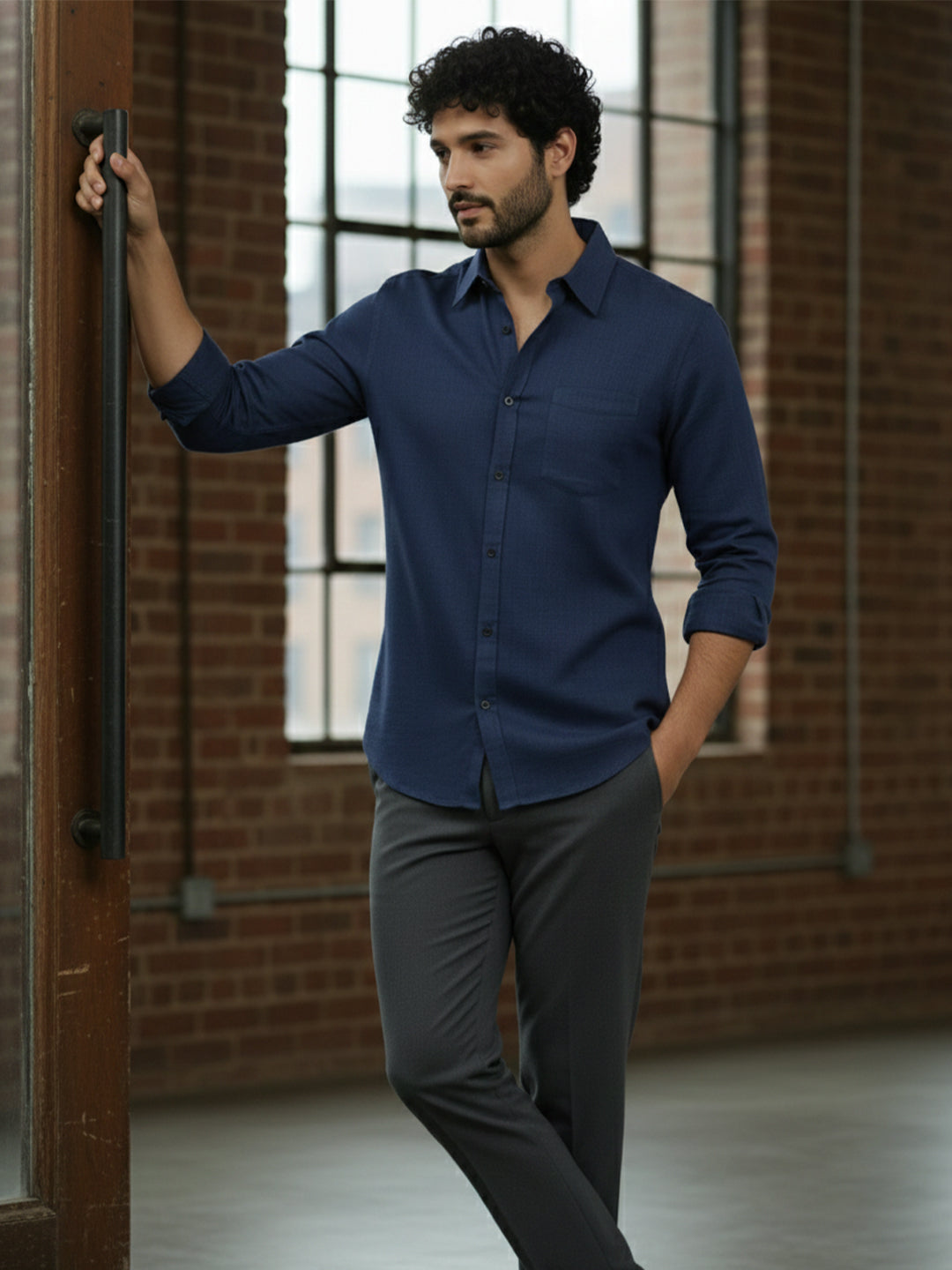 TerraDesi Ruby Regal Solid Cotton Blend Formal Shirt