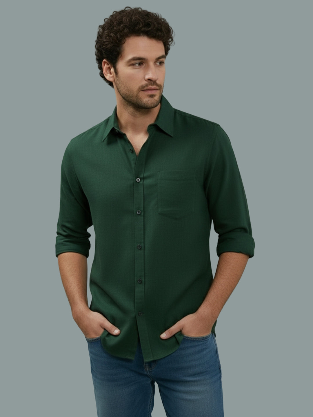 TerraDesi Onyx Stealth Solid Cotton Blend Formal Shirt