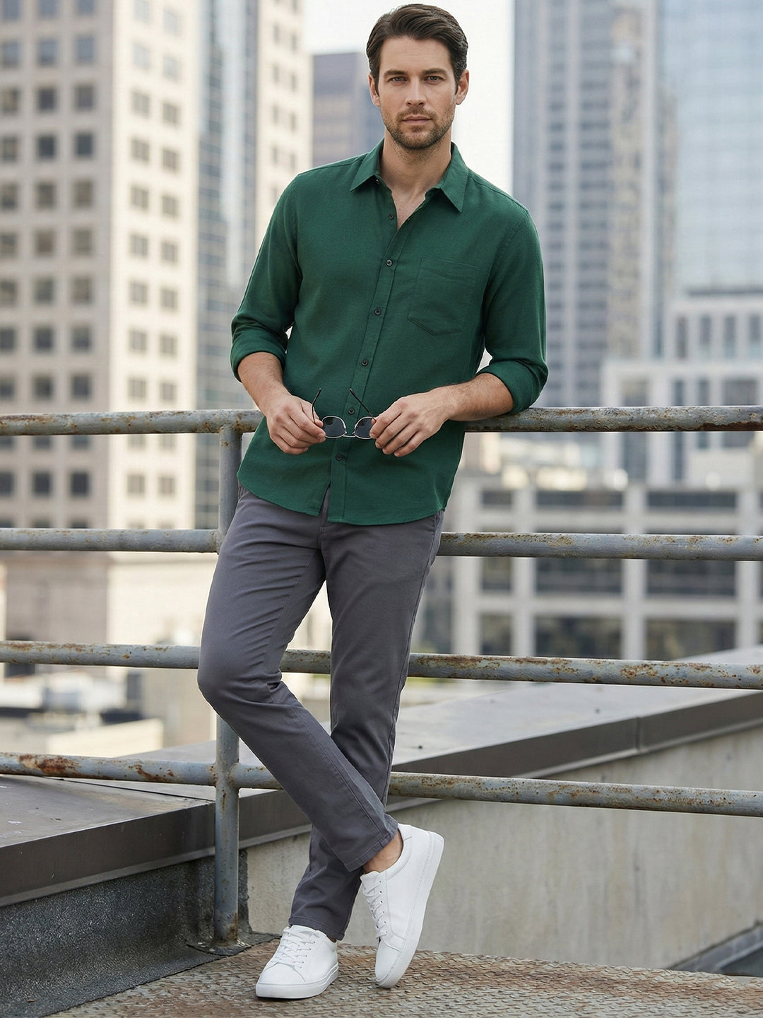 TerraDesi Men’s Essential Solid Cotton Blend Shirt