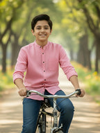 TerraDesi Junior Alabaster Grace Solid Mandarin Shirt
