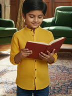 TerraDesi Junior Alabaster Grace Solid Mandarin Shirt