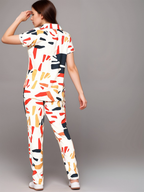 TerraDesi Women Modern Classic White Printed Night Suit