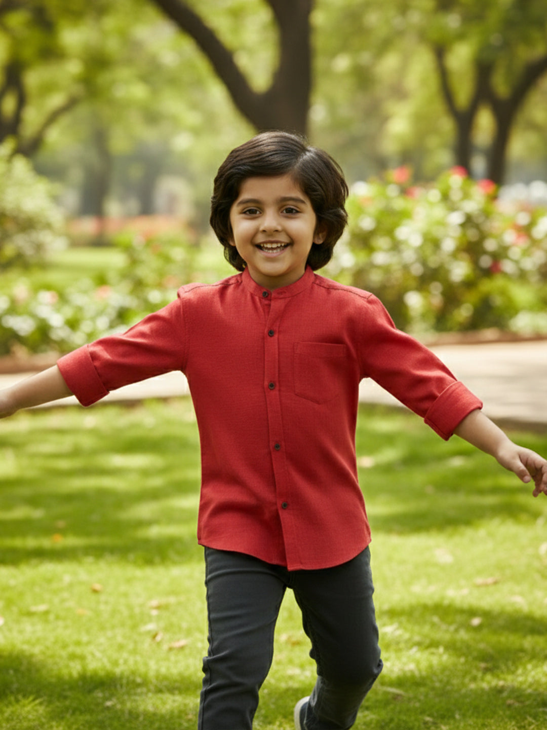 TerraDesi Junior Alabaster Grace Solid Mandarin Shirt