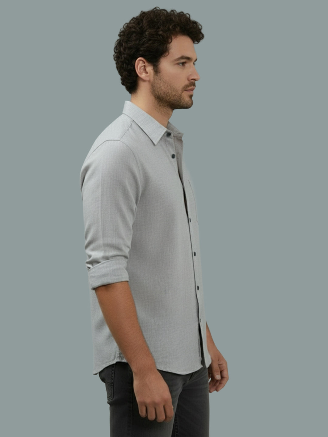 TerraDesi Onyx Stealth Solid Cotton Blend Formal Shirt