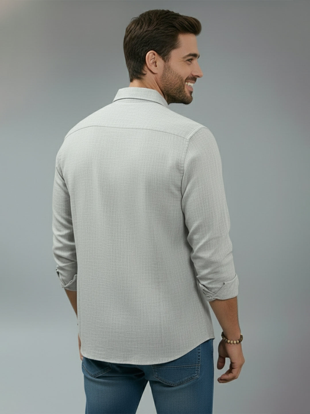 TerraDesi Alabaster Peak Solid Cotton Blend Formal Shirt