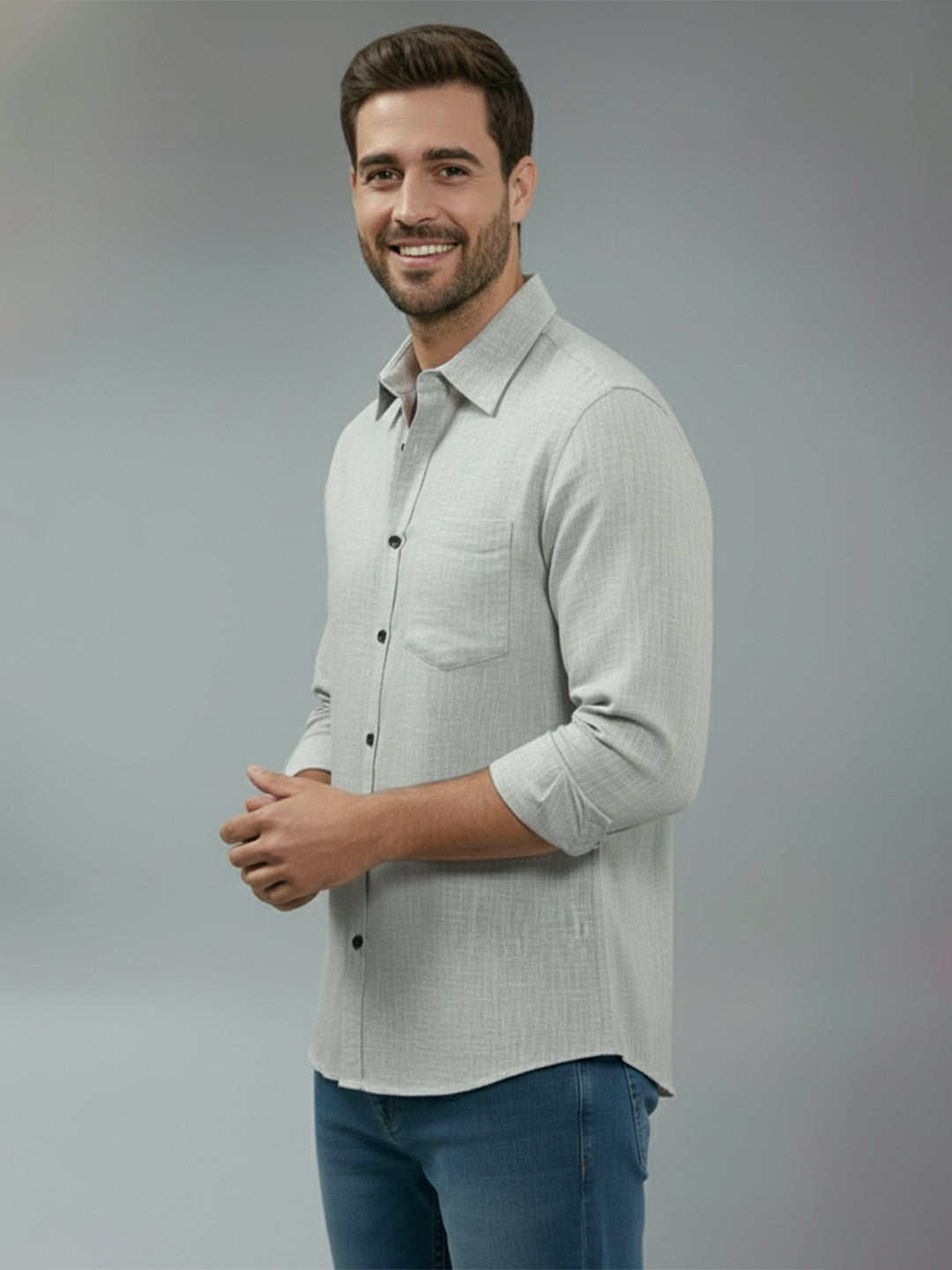 TerraDesi Alabaster Peak Solid Cotton Blend Formal Shirt