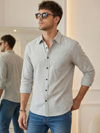 TerraDesi Alabaster Peak Solid Cotton Blend Formal Shirt