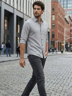 TerraDesi Onyx Stealth Solid Cotton Blend Formal Shirt