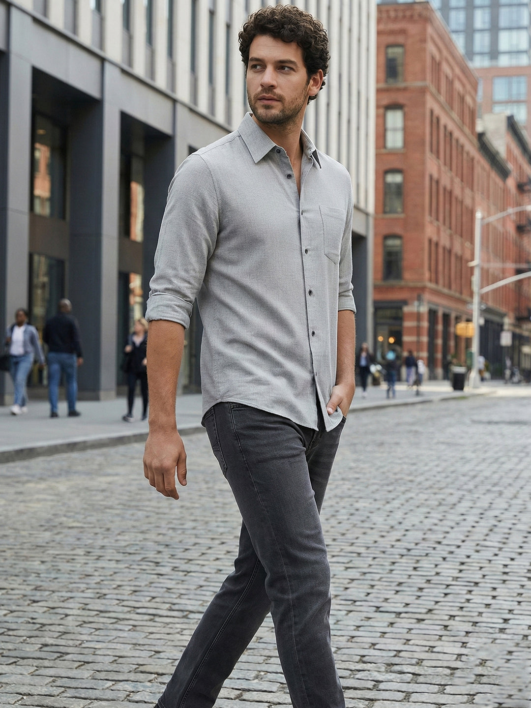 TerraDesi Onyx Stealth Solid Cotton Blend Formal Shirt