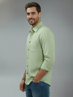 TerraDesi Alabaster Peak Solid Cotton Blend Formal Shirt