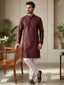 RudraRaj Jacquard Festive Kurta for Men | TerraDesi Royal Maroon Long Kurta
