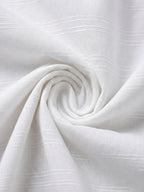 TerraDesi White Horizon Textured Cotton Short Kurta for Men | Mandarin Collar Roll-Up Sleeve Kurta