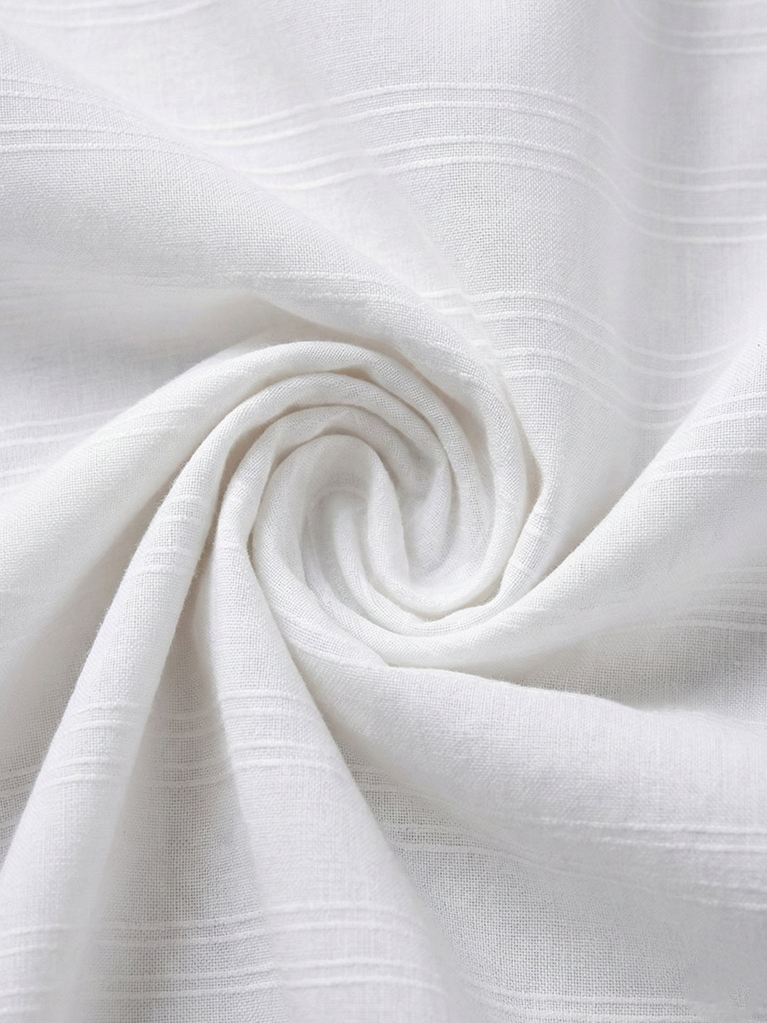 TerraDesi White Horizon Textured Cotton Short Kurta for Men | Mandarin Collar Roll-Up Sleeve Kurta