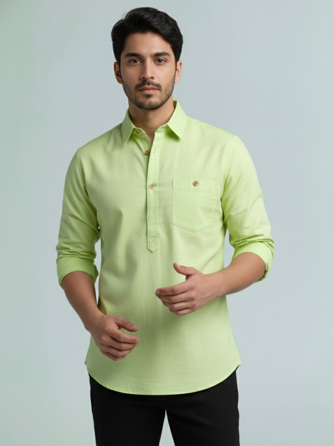 TerraDesi Men's Premium Cotton Short Kurta – Modern Ethnic Essential (SE82)