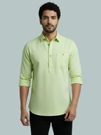 TerraDesi Men's Solid Cotton Short Kurta | Casual Full Sleeve Regular Fit (SE89)