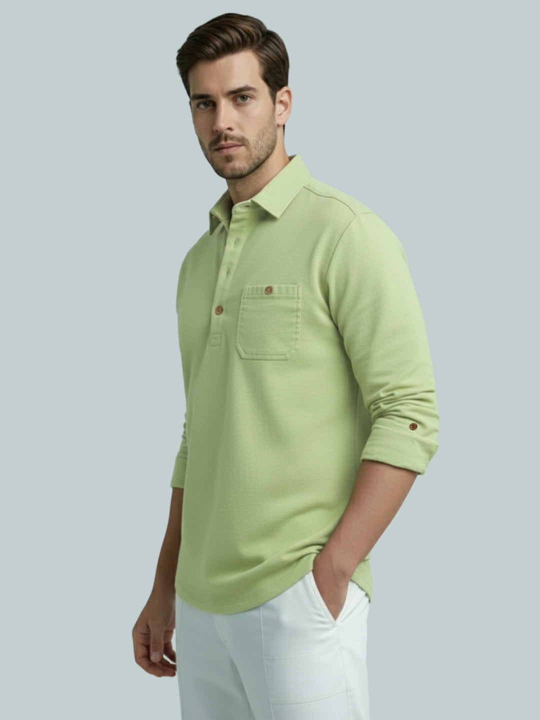 TerraDesi Men's Solid Cotton Short Kurta – Smart Everyday Style (SE88)