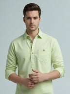 TerraDesi Onyx Midnight Solid Cotton Short Kurta
