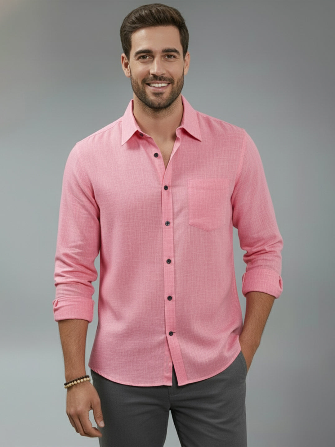 TerraDesi Alabaster Peak Solid Cotton Blend Formal Shirt