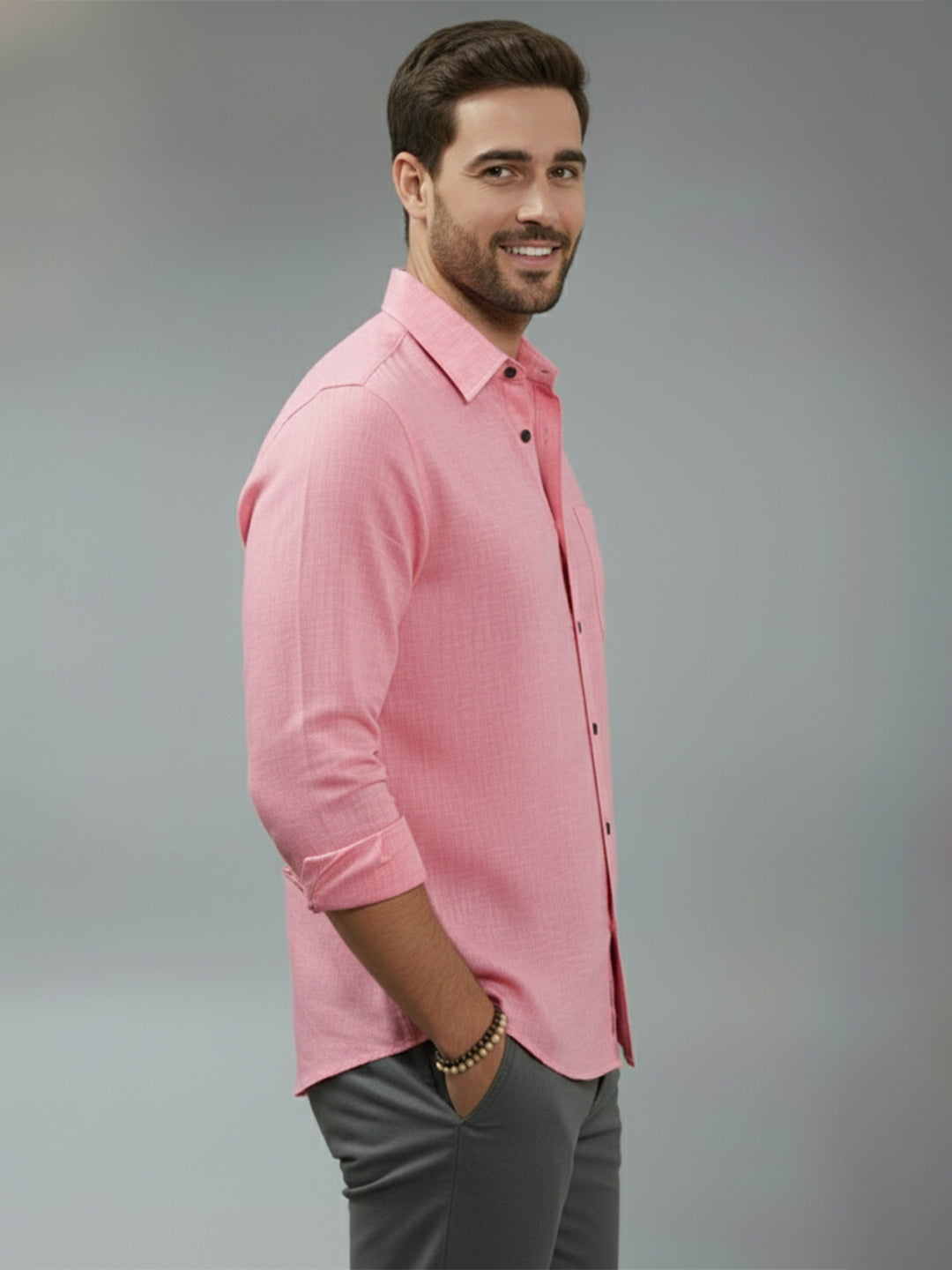 TerraDesi Alabaster Peak Solid Cotton Blend Formal Shirt