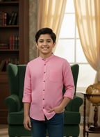 TerraDesi Junior Alabaster Grace Solid Mandarin Shirt