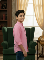 TerraDesi Junior Alabaster Grace Solid Mandarin Shirt