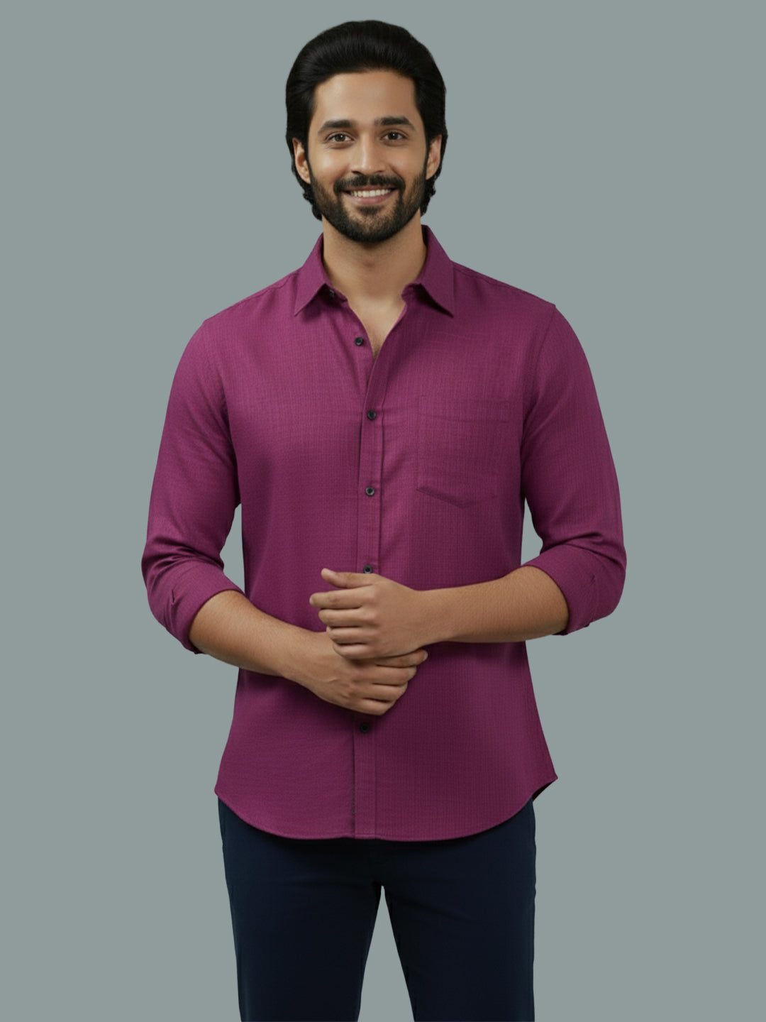 TerraDesi Citrine Glow Solid Cotton Blend Formal Shirt