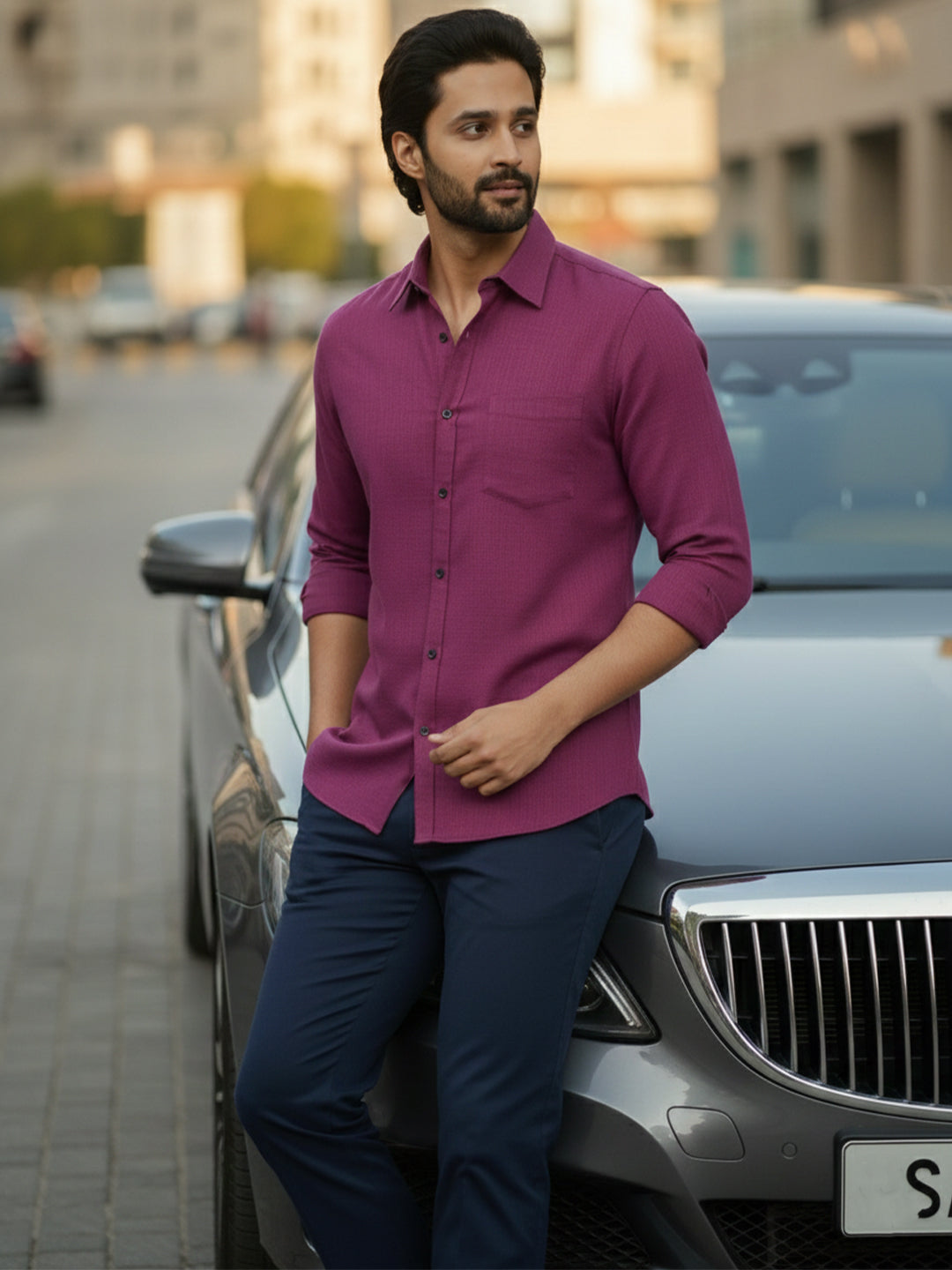 TerraDesi Citrine Glow Solid Cotton Blend Formal Shirt