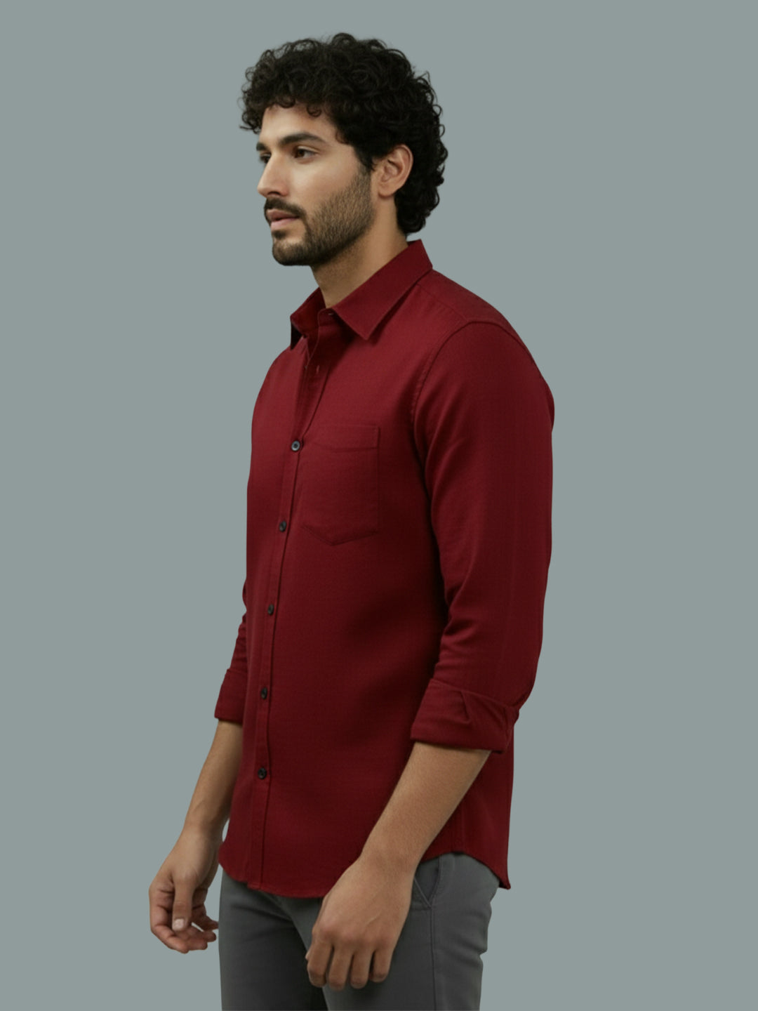 TerraDesi Ruby Regal Solid Cotton Blend Formal Shirt