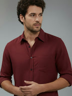 TerraDesi Onyx Stealth Solid Cotton Blend Formal Shirt
