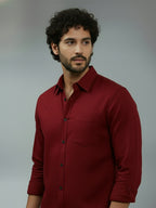 TerraDesi Ruby Regal Solid Cotton Blend Formal Shirt
