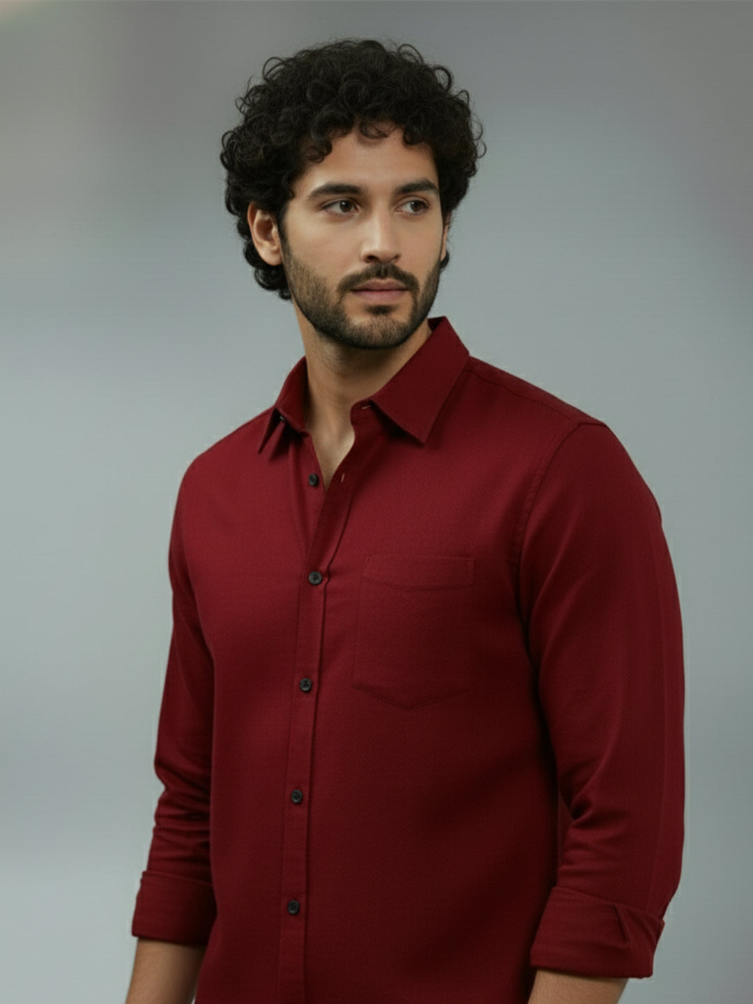 TerraDesi Ruby Regal Solid Cotton Blend Formal Shirt
