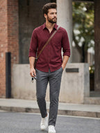 TerraDesi Onyx Stealth Solid Cotton Blend Formal Shirt