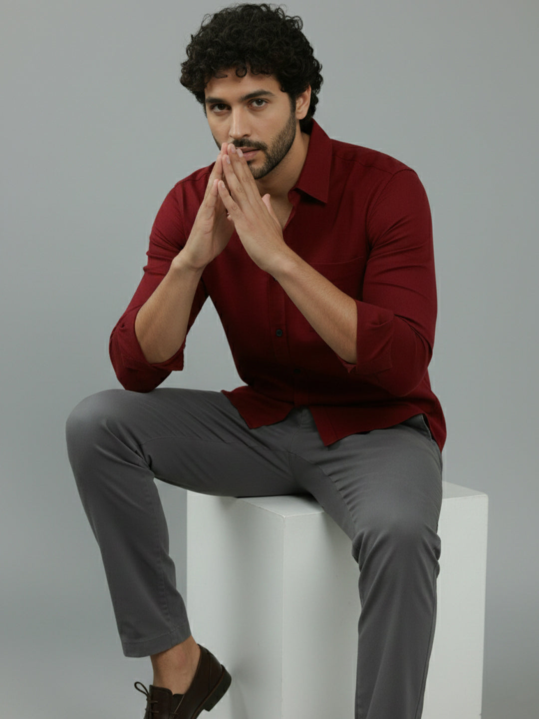 TerraDesi Ruby Regal Solid Cotton Blend Formal Shirt
