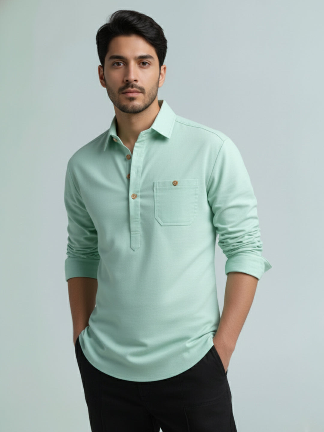 TerraDesi Men's Premium Cotton Short Kurta – Modern Ethnic Essential (SE82)