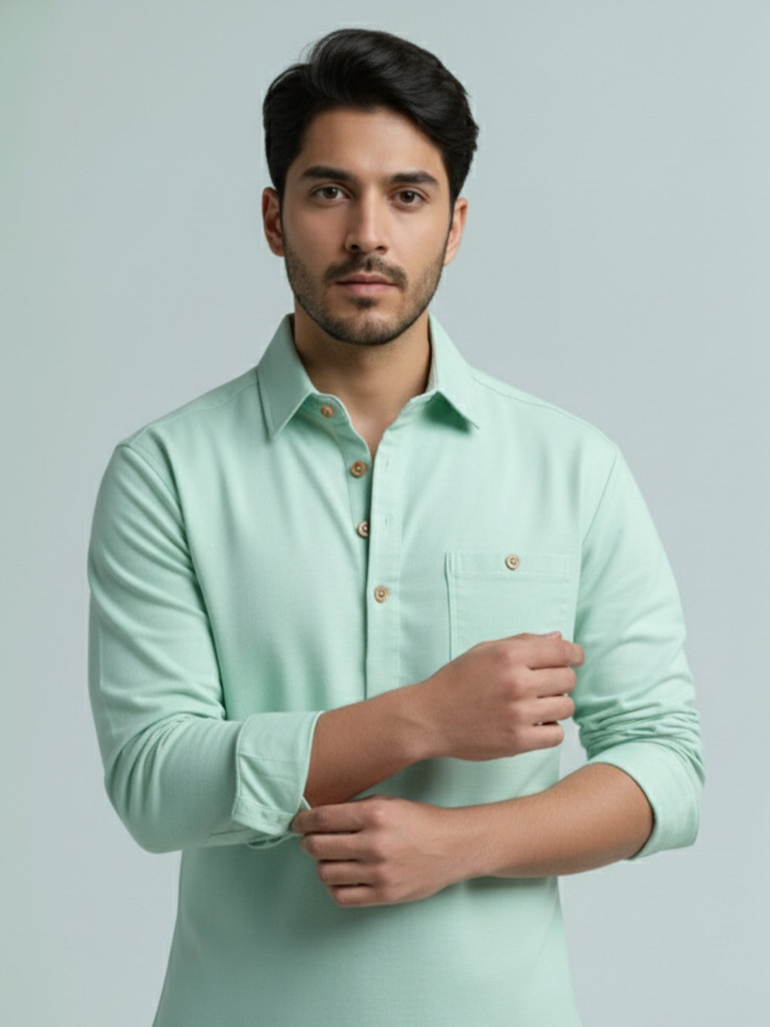 TerraDesi Men's Premium Cotton Short Kurta – Modern Ethnic Essential (SE82)