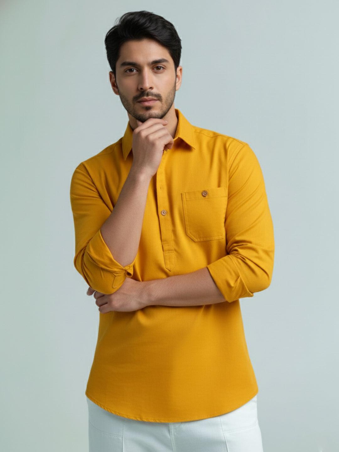 TerraDesi Men's Premium Cotton Short Kurta – Modern Ethnic Essential (SE82)