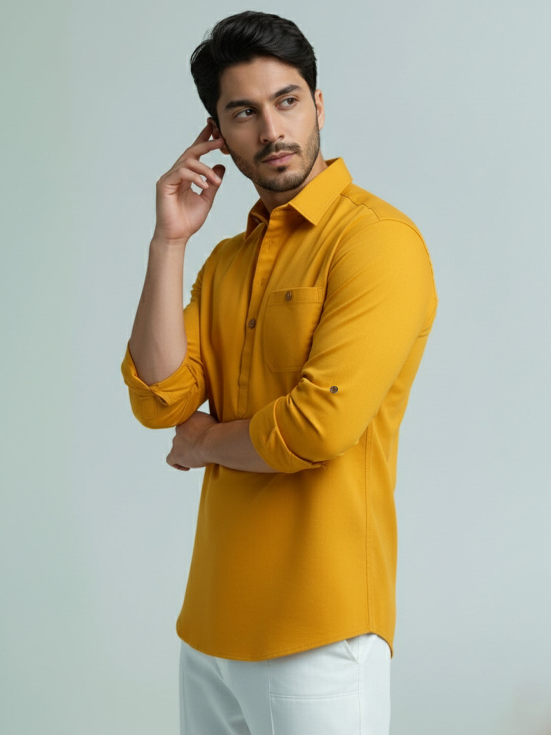 TerraDesi Men's Premium Cotton Short Kurta – Modern Ethnic Essential (SE82)