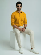 TerraDesi Men's Solid Cotton Short Kurta | Casual Full Sleeve Regular Fit (SE89)