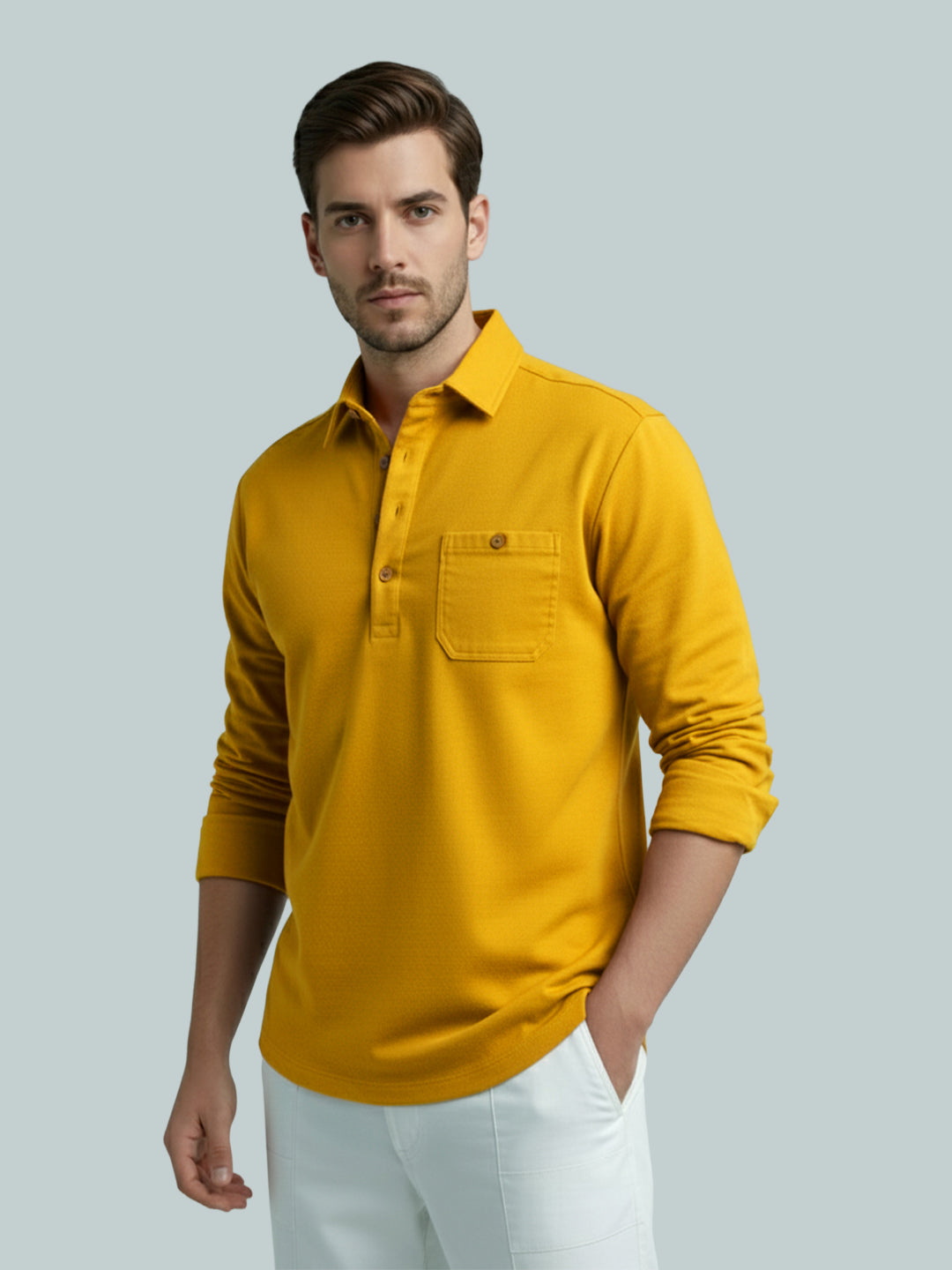 TerraDesi Men's Solid Cotton Short Kurta – Smart Everyday Style (SE88) Main image