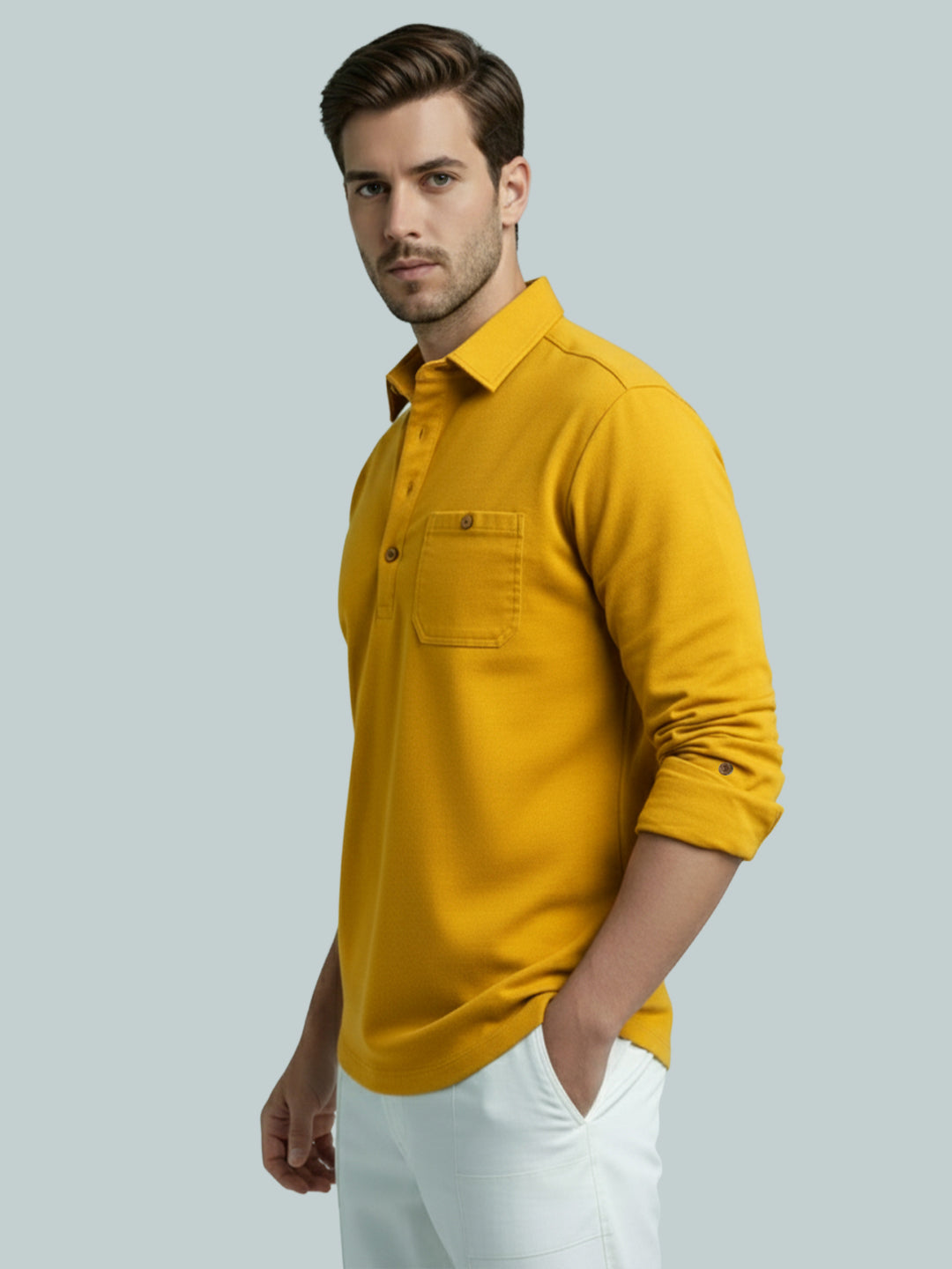 TerraDesi Men's Solid Cotton Short Kurta – Smart Everyday Style (SE88) Secondary image