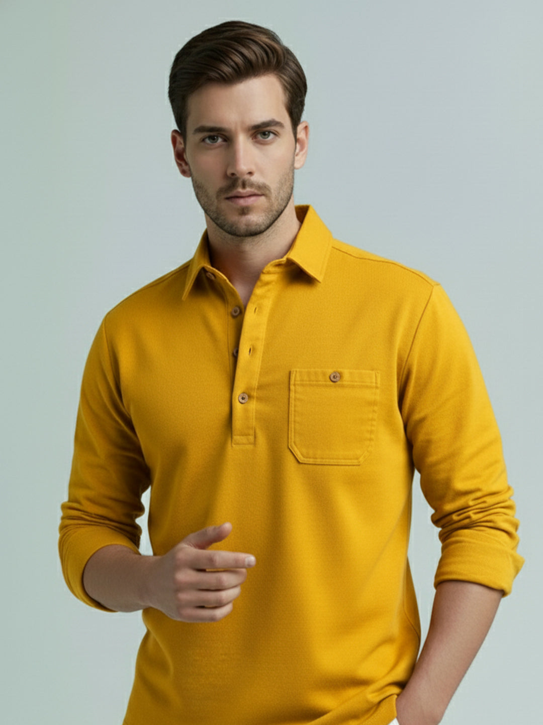 TerraDesi Men's Solid Cotton Short Kurta – Smart Everyday Style (SE88)