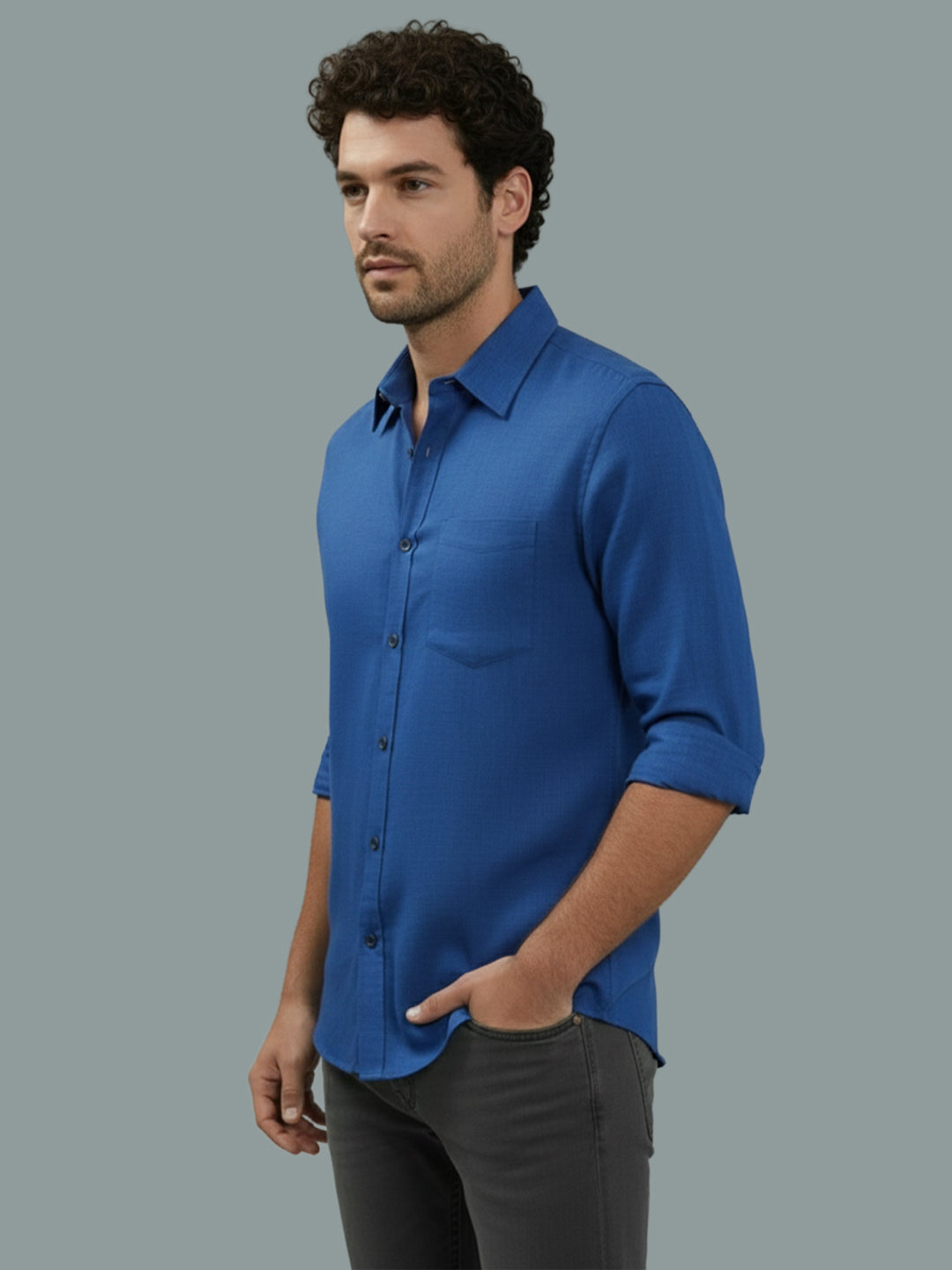 TerraDesi Onyx Stealth Solid Cotton Blend Formal Shirt