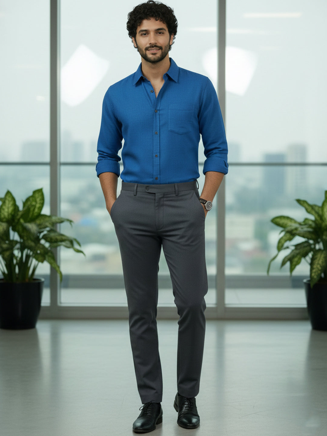 TerraDesi Ruby Regal Solid Cotton Blend Formal Shirt